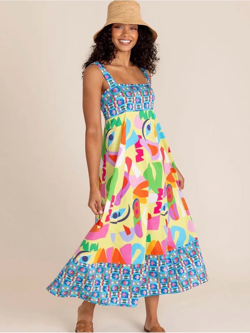 Alden Adair - Evil Eye Abstract Square-Neck Maxi Dress